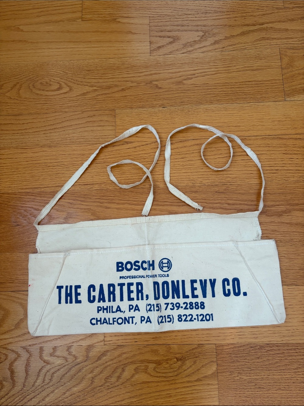 Canvas Tool Apron in Natural with Blue Logo